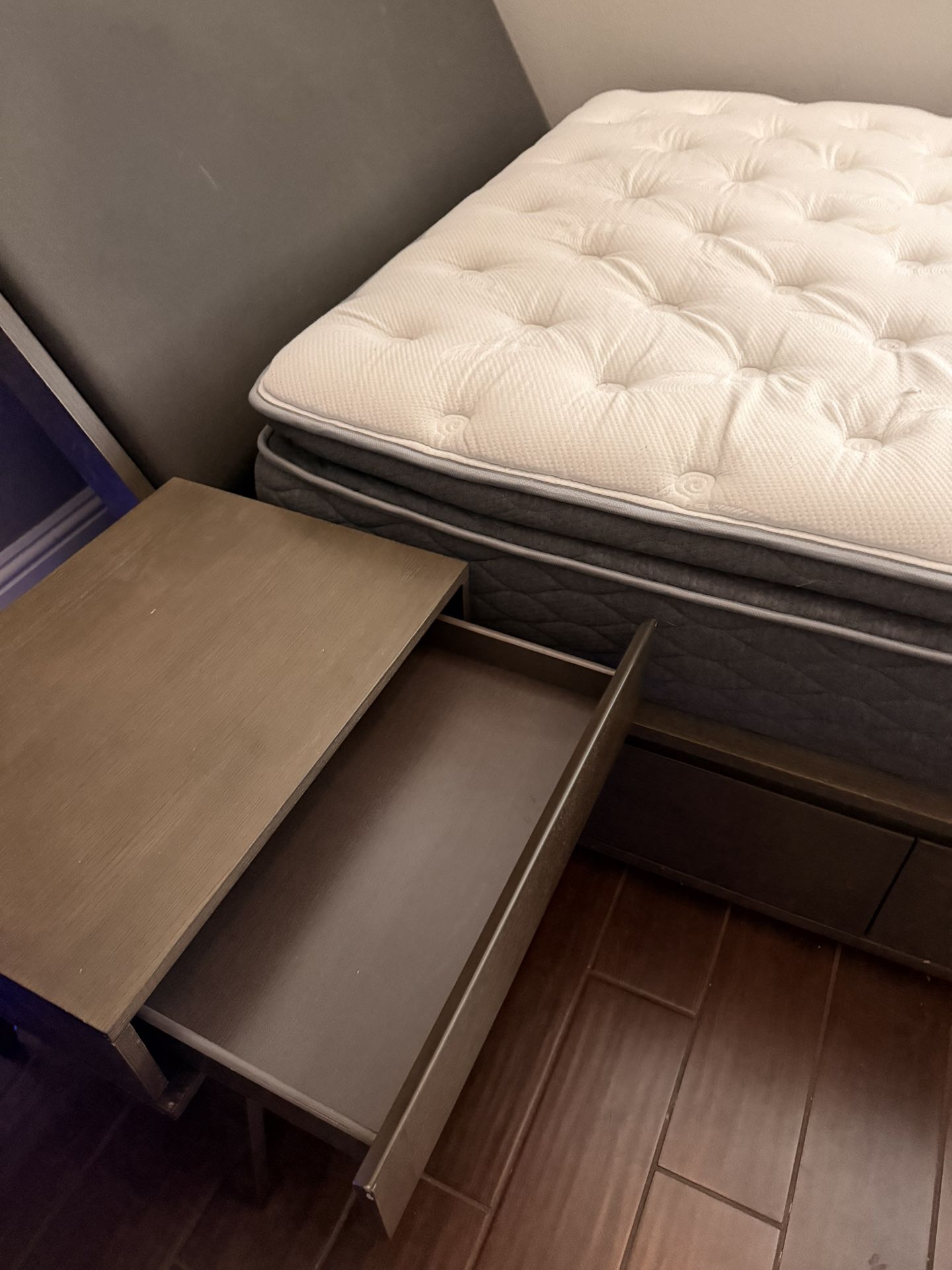 Bed Frame Head Board Desk Extender And Mattress 