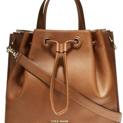 Cole Haan Grand Ambition Small Bucket Bag in the color British Tan. Pick up in Garland 75042 by appointment