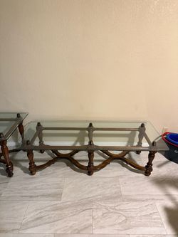 Wood and Glass Matching Table set