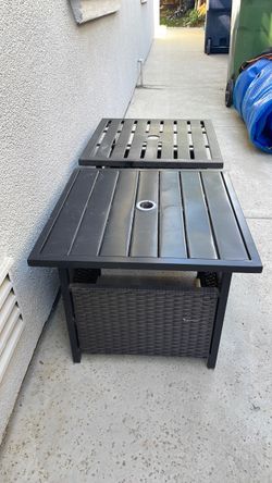 Outdoor Patio Side Table with Wicker Base