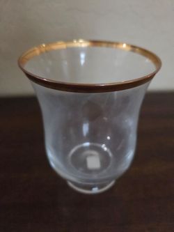 Clear Glass Hurricanes with Gold Rim 6x6, new giftable $5.00 ea - have 4