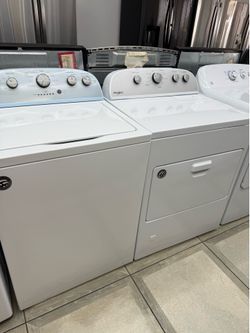 Whirlpool top load washer and gas or electric dryer set