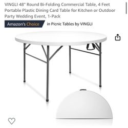 New In Box 48” Round Folding Table