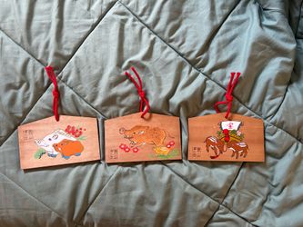 Set of 3 Japanese Ema Wooden Prayer Plaques | Kiyomizudera Kyoto