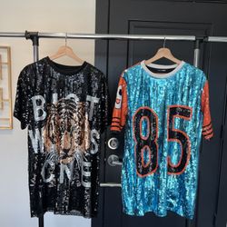 Sequin Mini Shirt Dresses - OS 