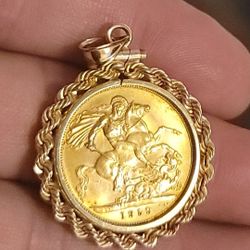 22k Sovereign  Pendant  , Bezel 14k