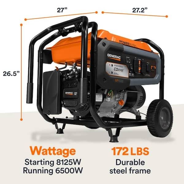 Generac
8125 / 6500-Watt Gasoline Powered Portable Generator with COSense and 20 ft. Extension Cord Included - GP6500