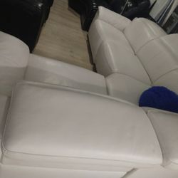 SECTIONAL GENUINE LEATHER RECLINER ELECTRIC WHITE COLOR..DELIVERY SERVICE AVAILABLE ✅🚚💥