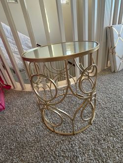 Gold Metal Side Table with Glass Top