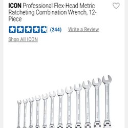 ICON Professional Flex Head Ratcheting Wrench Sets New In Box. 12 Piece Metric And 8 Piece Sae Retail For Both Is $340. Only $180