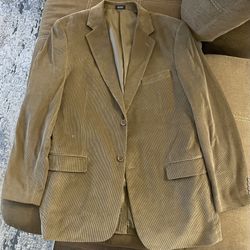 Saddlebred Mens 44 L Blazer Brown Corduroy Pockets Cotton 2 Button Sports Coat