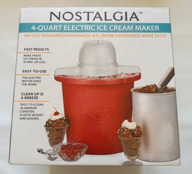 Brand New Nostalgia 4-Quart Electric Ice Cream Maker - Sealed