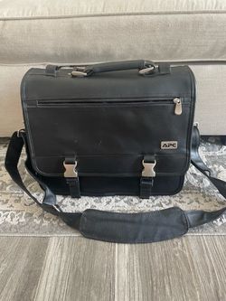 APC Black Leather Laptop Messenger Bag