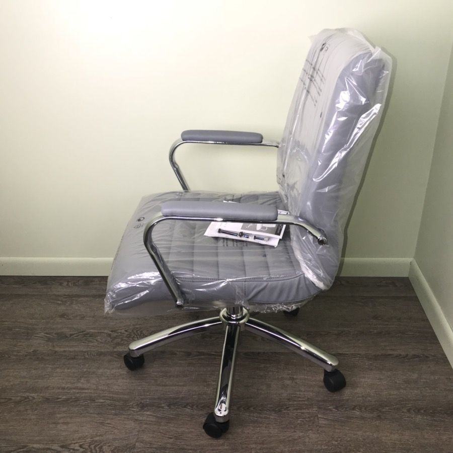 Realspace Modern Comfort Series Winsley MidBack Bonded Leather Office Chair, Gray NEW for Sale