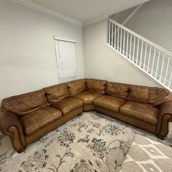 Large Real Leather Sectional Sofa – Seats 6+