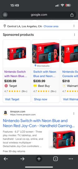 Nintendo Switch Console Neon Red Blue Joy-Cons