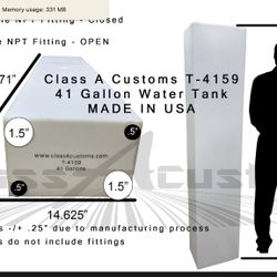 Class A Customs T-4159 41 Gallon Fresh Water Tank