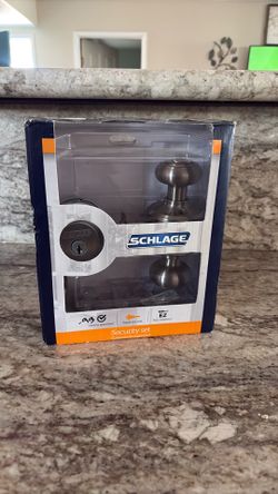 Schlage Georgian FB50 V GEO 619 Satin Nickel Knob & Deadbolt Combo Pack with 2 keys