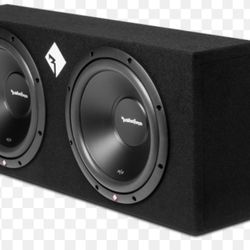 Used Rockford Fosqate Two 12 Inch Speakers In A Box WithUsed Rockford Fosqate AMP and PAC LP3-2 Included 