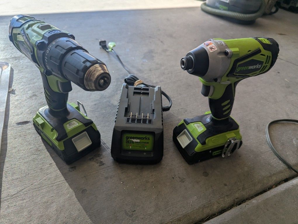 Greenworks Impact/Drill w/2 Batteries And Charger