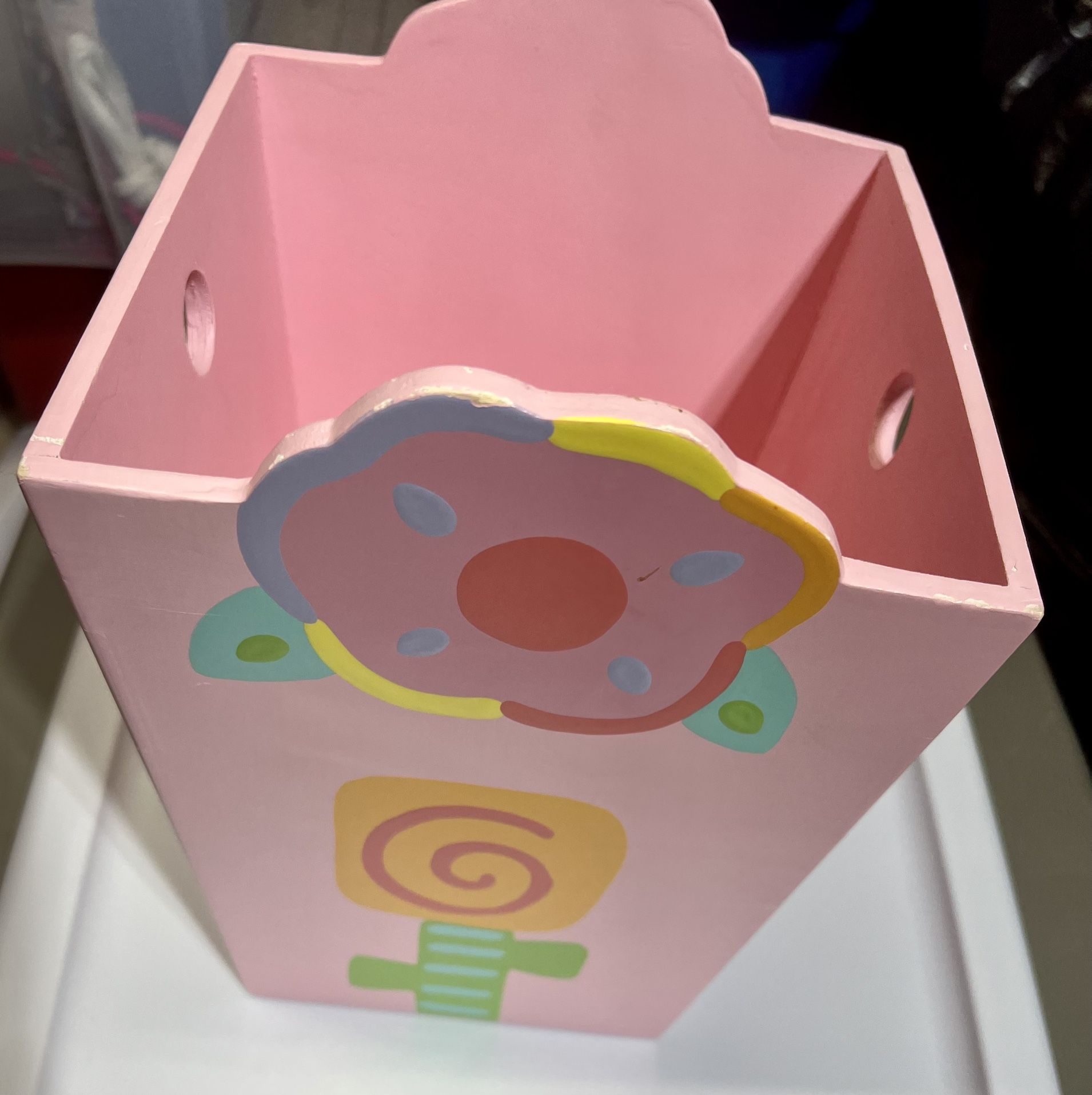 Adorable Painted Wastebasket