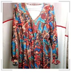 Abstract Long Sleeve Dress