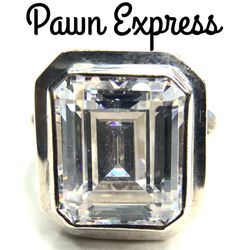 Sterling Silver Faceted Cubic Zirconia Statement Ring 