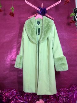 Pretty Mint Green Faux fur coat