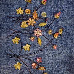 Metal Floral Bird Art Piece 