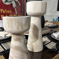 Very Stylish Light Wood Candle Holders. Never used.