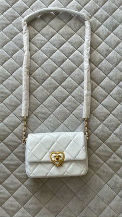 Chanel Love Coco White Quilted Mini Flap Bag