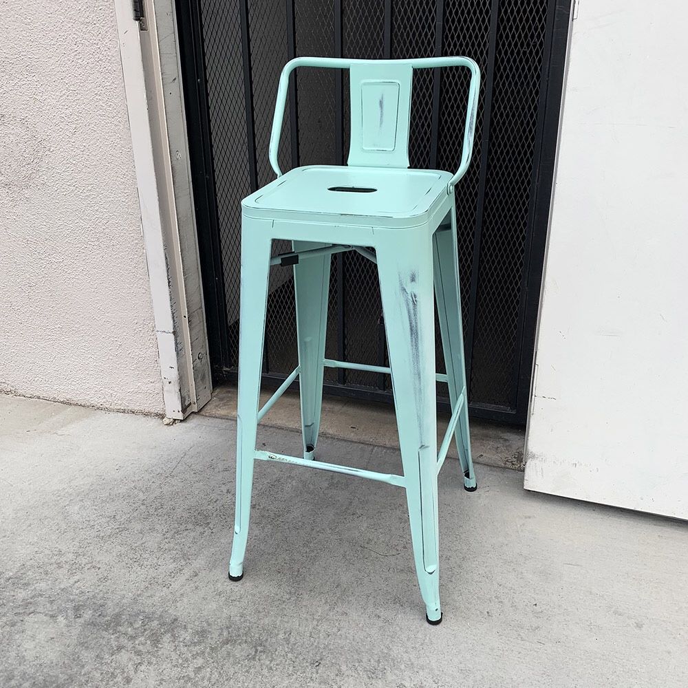 New in Box $25 (Light Blue) Metal Bar Stools w/ Backrest 30” Seat Height for Kitchen Counter Top Barstool