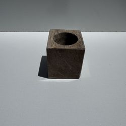 Petrified Wood Cube Vessel | Natural Fossil Stone Planter or Candle Holder