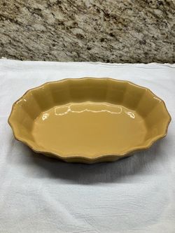  Mustard Glazed Scallop 7” X 10” Oval Stoneware Baking Dish Casserole Cerutil Portugal  