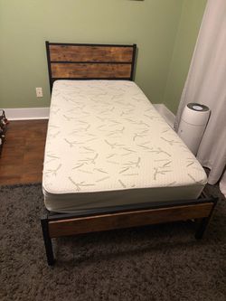Twin bed, frame & protector