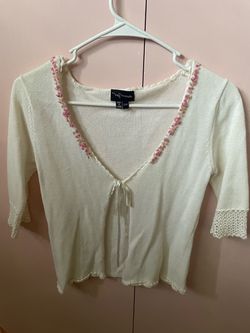 My Michelle Cream Knit Floral Cardigan Top
