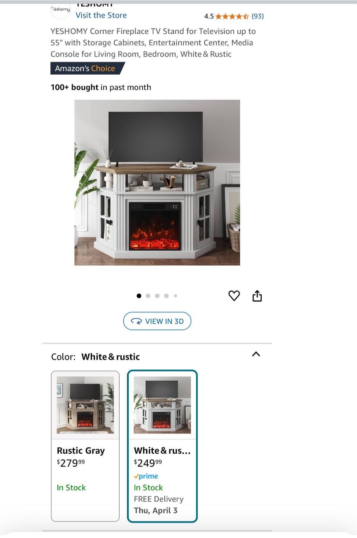 NEW Corner TV Stand Or Cabinet Optional Fireplace/Glass Doors