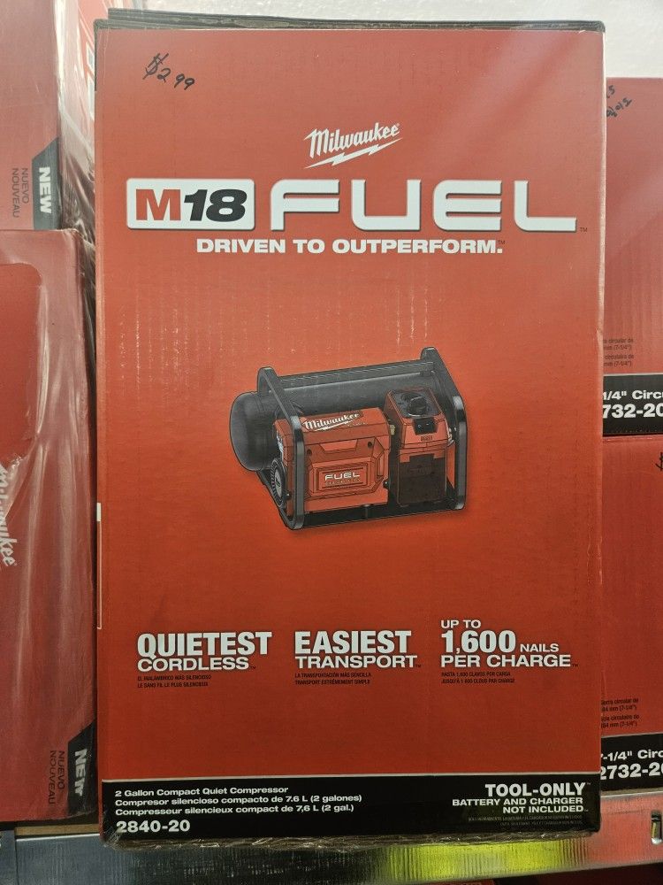 MilwaukeeM18 FUEL 18 Volt Lithium Ion Brushless Cordless 2 Gal. Electric Compact Quiet Compressor (Tool Only)
