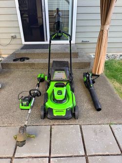 Greenworks 80V Lawn Care Combo – Mower, Trimmer, Blower, 2 Batterie