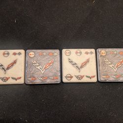 Corvette C7 Logo Stone Coasters - Set of 4