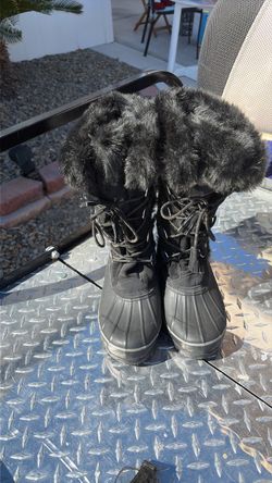 Black Faux Fur Winter Snow Boots