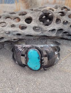 Old Pawn Turquoise  Silver  Cuff 