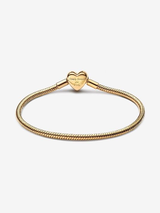 Pandora Sparkling Infinity Heart Clasp Snake Chain Bracelet14k