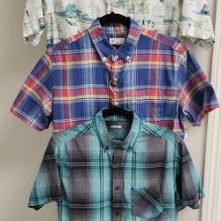 Men's Short Sleeve Casual Shirts Size Small Gap Hawk Plaid Pattern Set of 3
