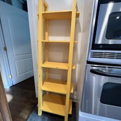 Yellow Ladder Shelf – 5 Tier Wooden Bookshelf / Display