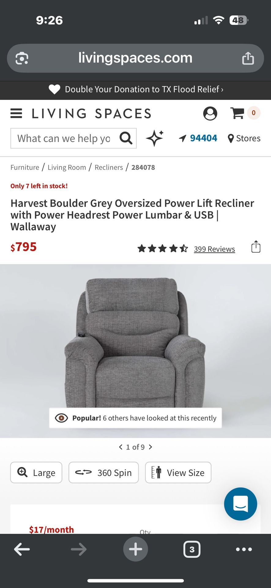 Harvest Boulder Grey Recliner chairs