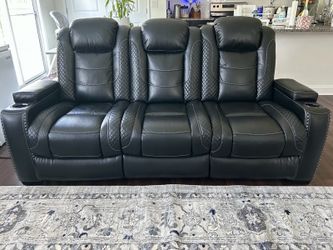 Black Leather Power Reclining Sofa