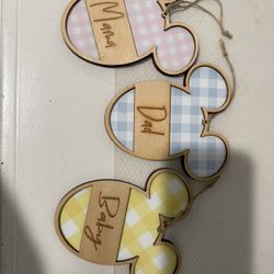 Castle bound Easter Wooden Cut Ornaments Mama Dada Baby