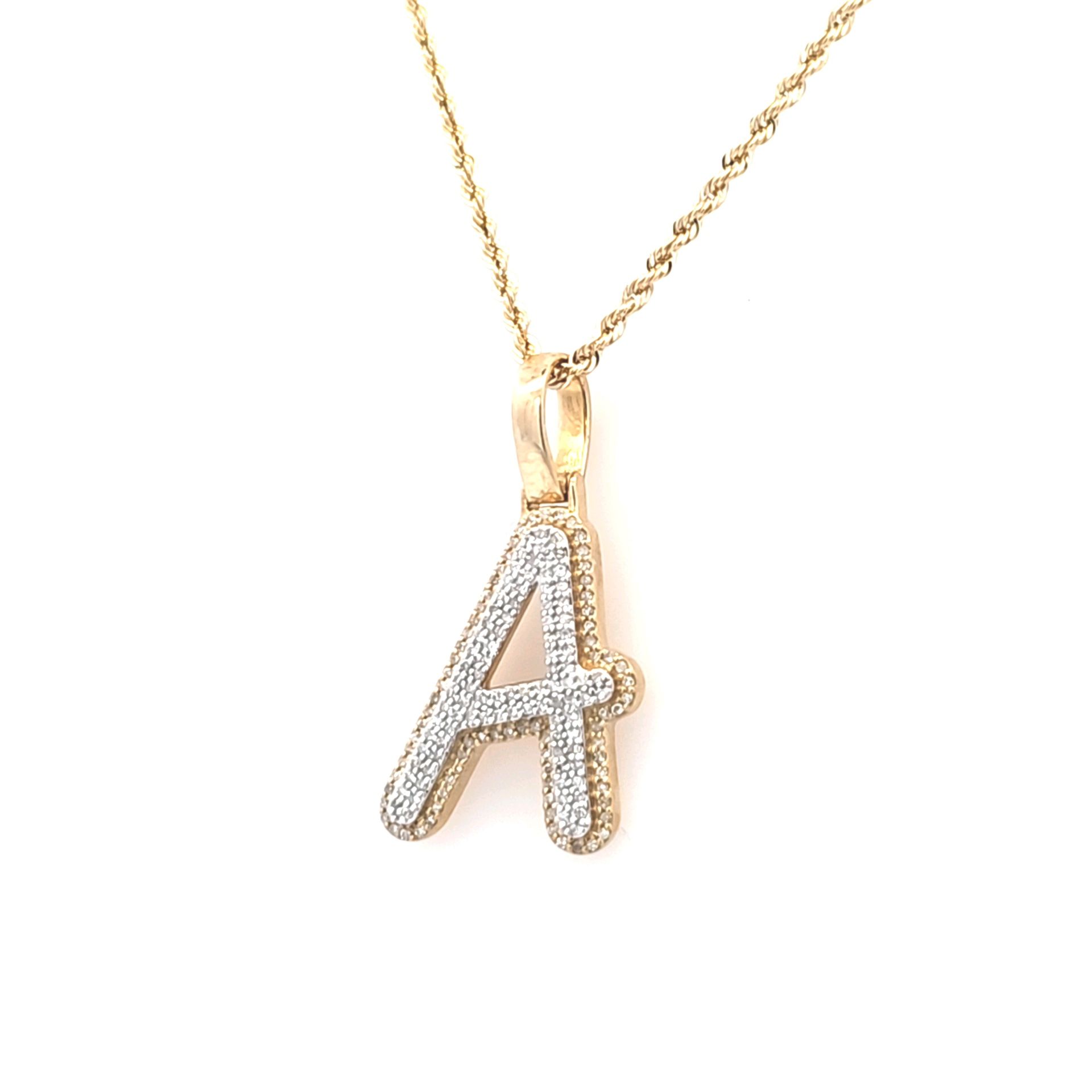 Initial 'A' 0.27 CTW Diamond With 20" Rope chain