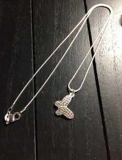 18”, 20” or 22” Sterling Silver Plated Necklace with Sterling Silver Plated Butterfly Pendant (Free Gift with this item! pictured last)